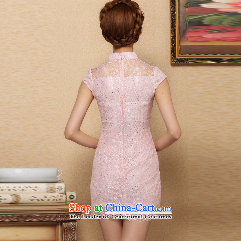 In the new Jie) Improved eyelashes lace qipao daily appointments lace cheongsam dress 970# Sau San pink S, Cheng Kejie, the , , , shopping on the Internet