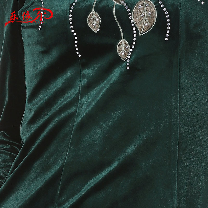 In accordance with the American's new wool long-sleeved dresses retro-embroidered cheongsam dress improved stylish skirt autumn Sau San Army Green XL, in accordance with the (leyier Lok) , , , shopping on the Internet