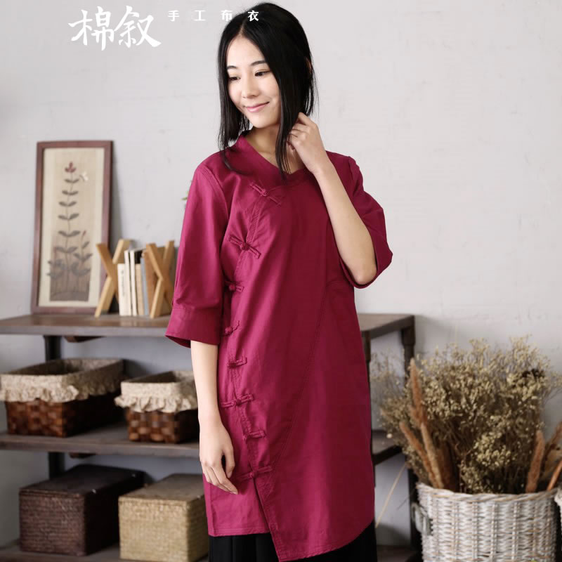 The Syrian cotton 1036 page of the Shanghai Chinese Antique improved disk detained qipao summer fashion, cuff cheongsam dress dark green M cotton Syrian shopping on the Internet has been pressed.