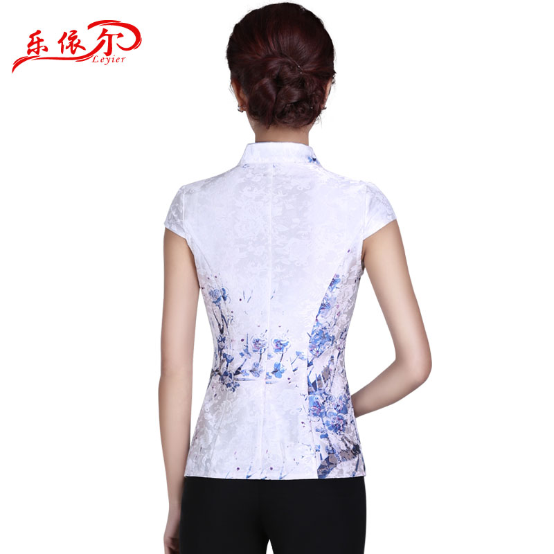 In accordance with the American's new Tang dynasty qipao ethnic retro qipao shirt elegant personality improved short-sleeved qipao white T-shirt + pants Summer Fun in accordance with the (XL, leyier) , , , shopping on the Internet