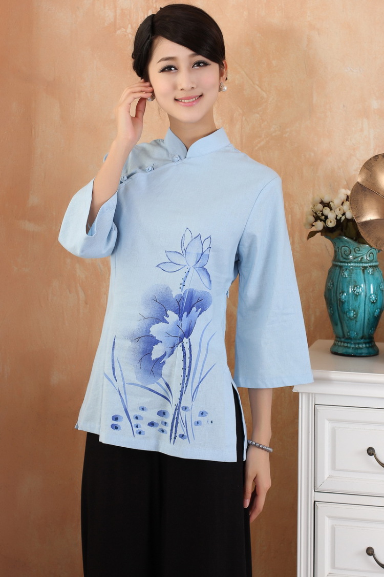 It new cotton linen large Chinese women improved collar hand-painted Ms. Tang Dynasty Han-T-shirt - 3 purple 3XL picture, prices, brand platters! The elections are supplied in the national character of distribution, so action, buy now enjoy more preferential! As soon as possible.