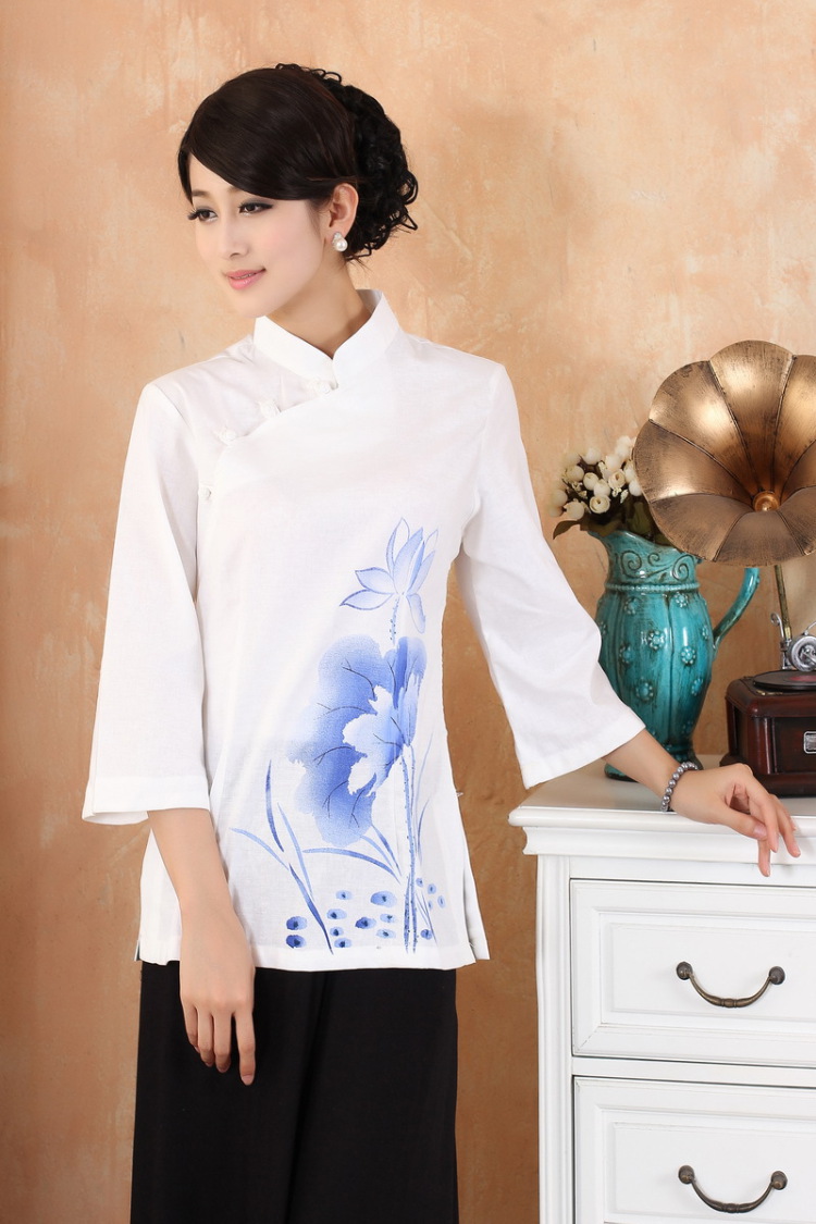 It new cotton linen large Chinese women improved collar hand-painted Ms. Tang Dynasty Han-T-shirt - 3 purple 3XL picture, prices, brand platters! The elections are supplied in the national character of distribution, so action, buy now enjoy more preferential! As soon as possible.