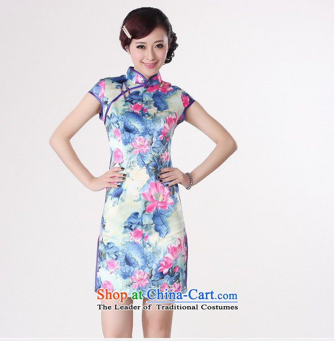 It 2014 NEW STYLISH CHINESE CHEONGSAM Tang dynasty improved Lotus is pressed to collar damask short-sleeved qipao D0200-b D0200 2XL Photo, prices, brand platters! The elections are supplied in the national character of distribution, so action, buy now enjoy more preferential! As soon as possible.