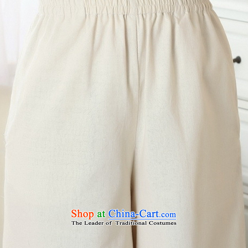 Take the new summer figure Tang dynasty ladies pants, roving entertainment Han-wide-legged pants ethnic cotton linen ladies pants m Yellow M, floral shopping on the Internet has been pressed.