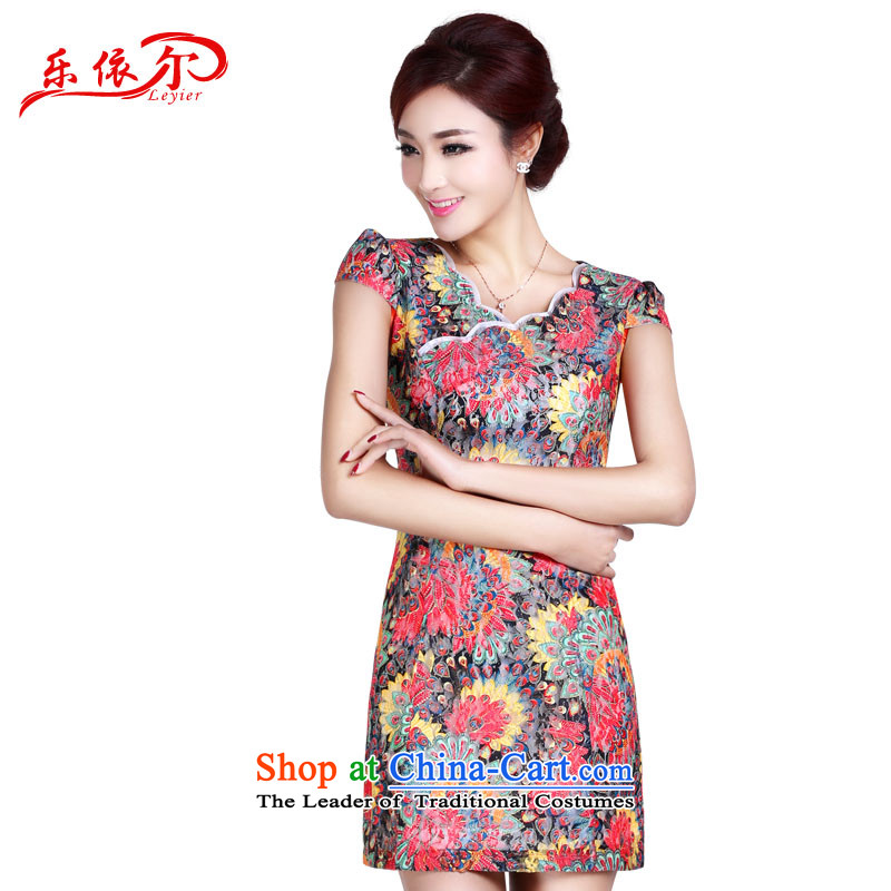 In accordance with the American's summer short-sleeved blouses and female elegant furnished in a classic style qipao gentlewoman daily short of qipao and noble dresses LYE1370 RED?L