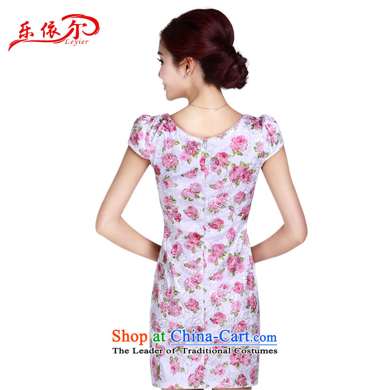 In accordance with the American Women's Summer's new cheongsam dress elegant classical gentlewoman qipao retro stamp short-sleeved qipao LYE1371 pink S, in accordance with the (leyier Lok) , , , shopping on the Internet