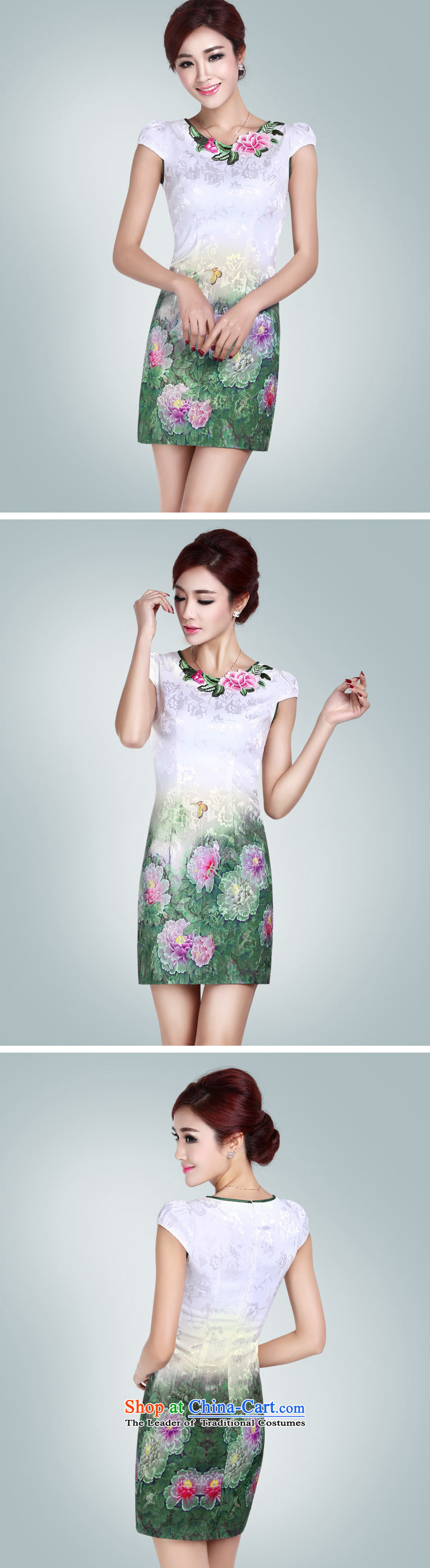 In accordance with the American Women's Summer's elegant qipao embroidered dress cheongsam dress Sleek and Sexy female retro in Sau San long skirt LYE1401 White M picture, prices, brand platters! The elections are supplied in the national character of distribution, so action, buy now enjoy more preferential! As soon as possible.