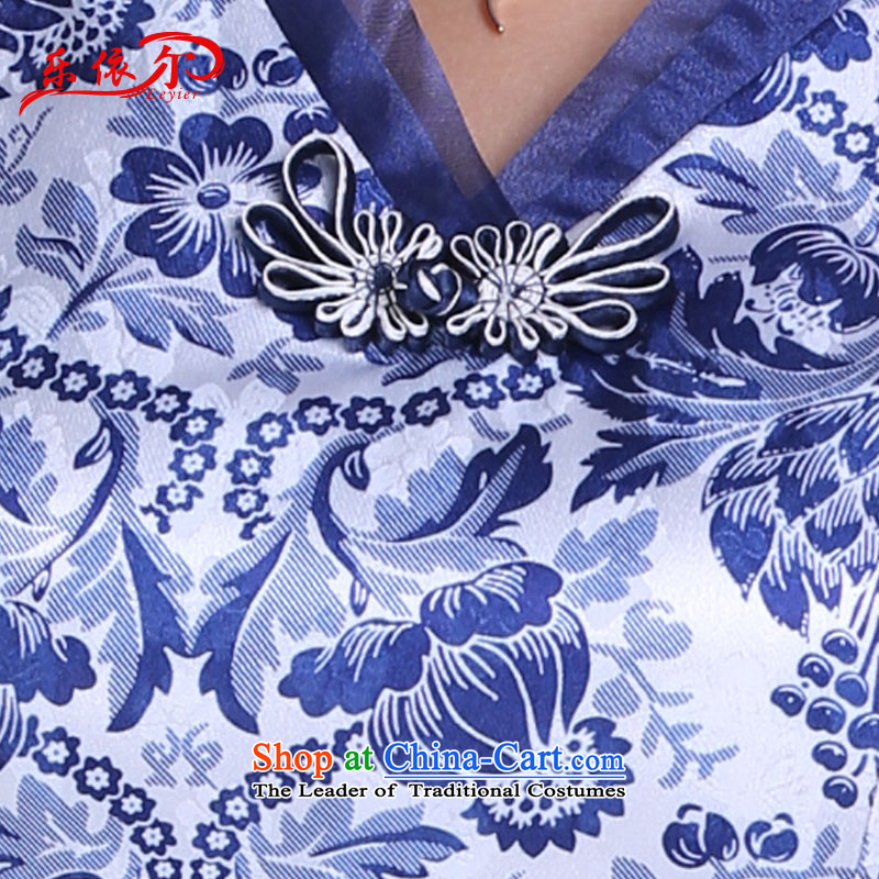 In accordance with the American Women's Summer's new daily retro qipao porcelain retro ethnic improved cheongsam dress LYE9014 blue , L, in accordance with the (leyier Lok) , , , shopping on the Internet