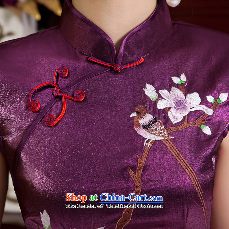Rain Coat and stylish yet elegant qipao Chinese improved China wind marriages bows service, mom embroidery Tang dynasty qipao QP7061 PURPLE XL, rain-sang Yi shopping on the Internet has been pressed.