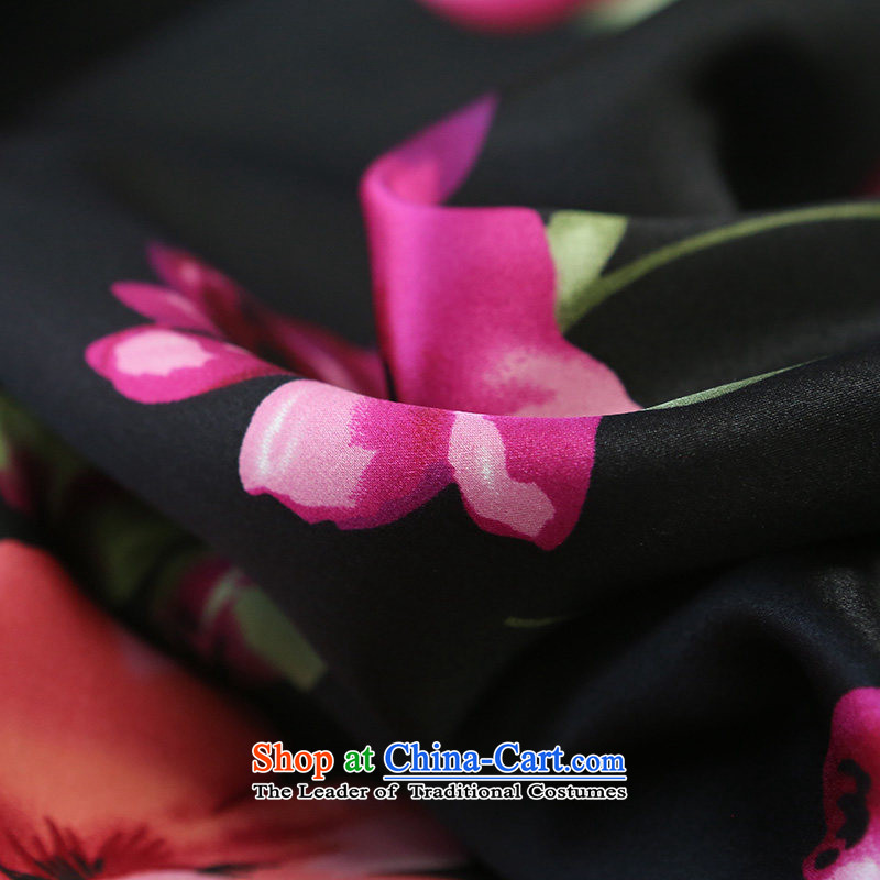 A Pinwheel Without Wind flowers from Yat Silk Cheongsam new retro cheongsam dress improvements for summer daily stylish black S, Yat Lady , , , shopping on the Internet