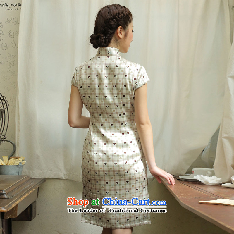 A Pinwheel Without Wind in Yat Silk Cheongsam new retro 2015 Summer skirt improved day-to-style qipao brown XL, Yat Lady , , , shopping on the Internet