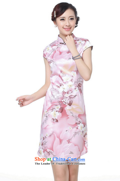 It new cheongsam dress summer improved retro collar is pressed to hand-painted silk cheongsam dress short Chinese improvement, light blue 2XL pictures, J5132 price, brand platters! The elections are supplied in the national character of distribution, so action, buy now enjoy more preferential! As soon as possible.