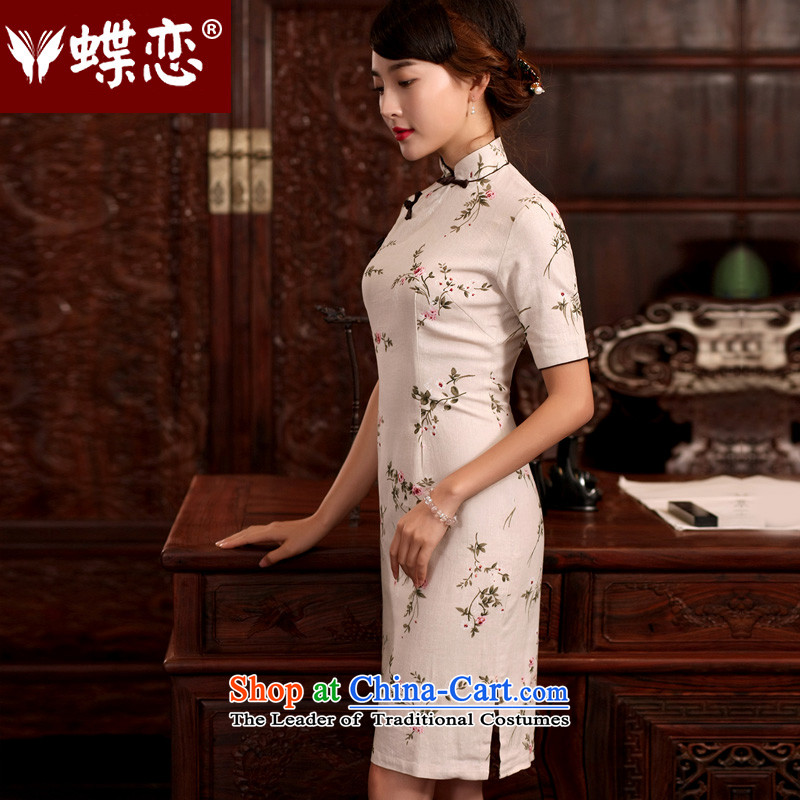 The Butterfly Lovers 2015 Summer new ethnic retro style qipao improved disk is longer manually, cotton linen cheongsam dress 40152 aquamarine XL, Butterfly Lovers , , , shopping on the Internet