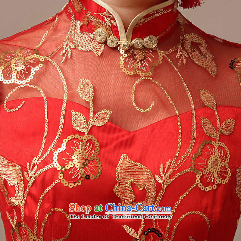 Clean the new 2015 married man bows qipao retro collar package for larger shoulder red long bride cheongsam red XL, plumbing, , , , shopping on the Internet