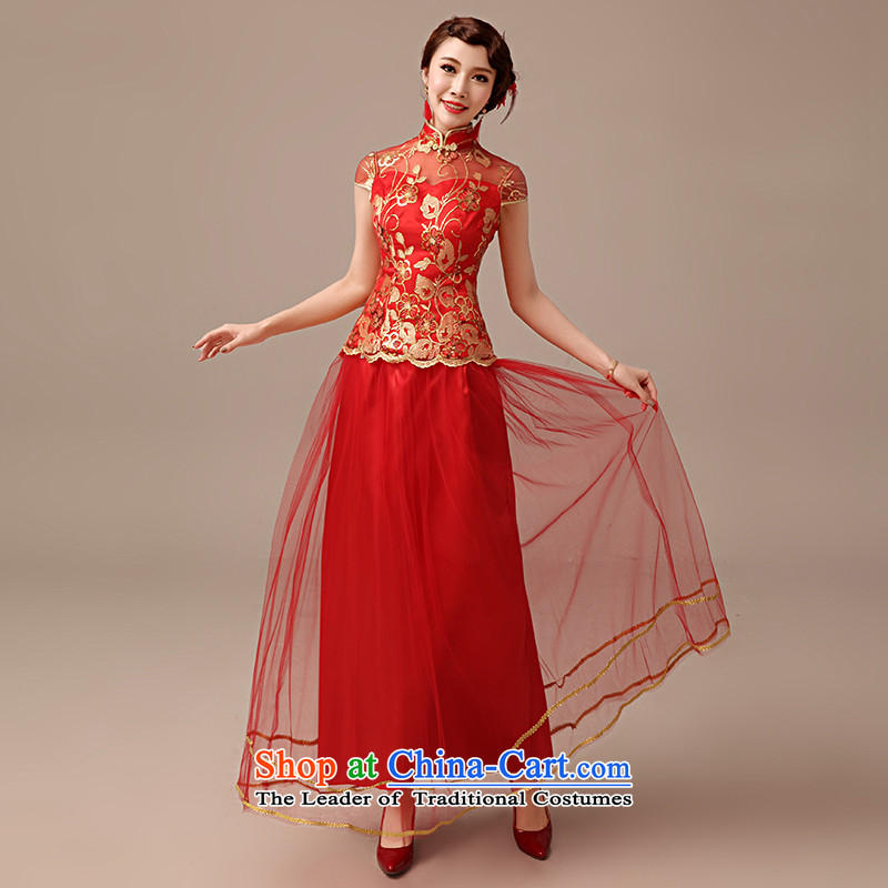 Clean the new 2015 married man bows qipao retro collar package for larger shoulder red long bride cheongsam red XL, plumbing, , , , shopping on the Internet
