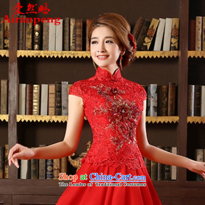 Love so stylish Chinese improvements Peng spring and summer retro bride long marriage) red embroidery toasting champagne skirt qipao gown long XL can return, love so Peng (AIRANPENG) , , , shopping on the Internet