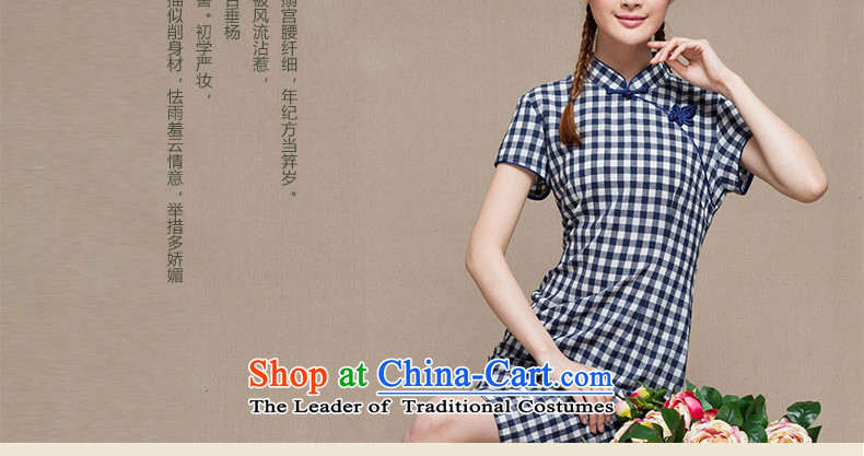 【 seal of cotton linen- retro checked short-sleeved qipao improved day-to-Republic of Korea Women's Summer linen cheongsam dress green tartan M picture, prices, brand platters! The elections are supplied in the national character of distribution, so action, buy now enjoy more preferential! As soon as possible.