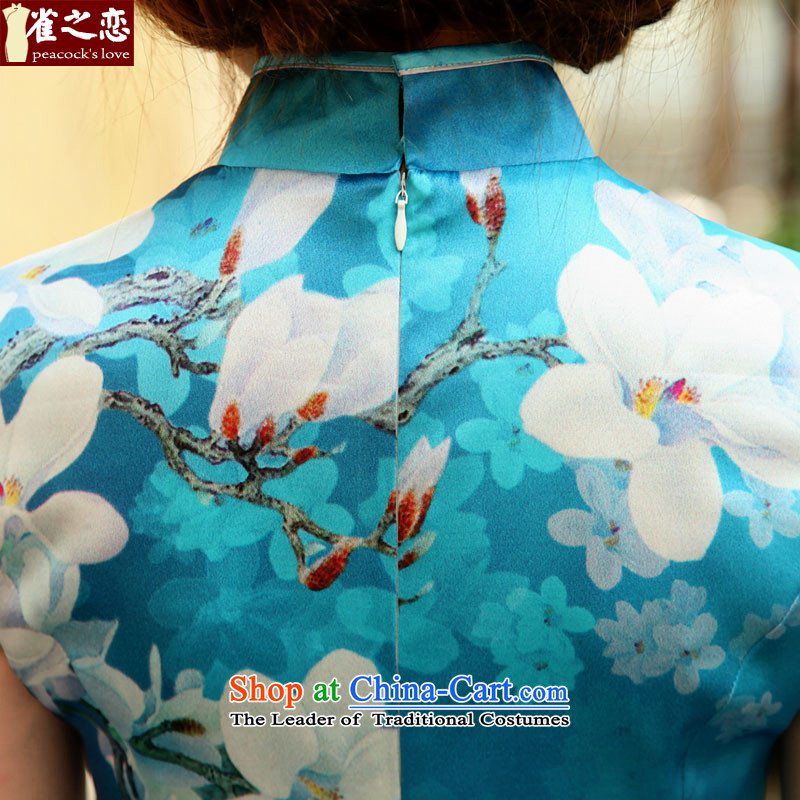 Love of birds in a light into Spring 2015 Namibia new improved stylish short of Silk Cheongsam QD503 figure - pre-sale 7 days XL, love birds , , , shopping on the Internet