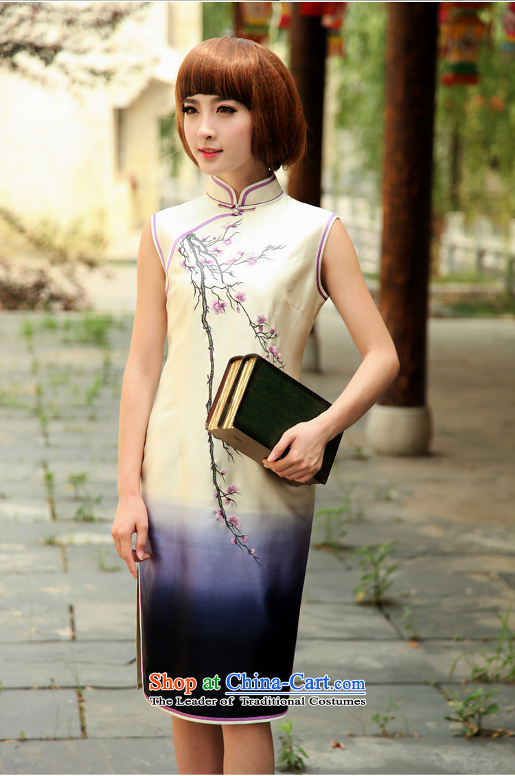 Birds of the enchanting beauty of the spring 2015 new retro embroidered heavyweight Silk Cheongsam female QD506 sleeveless white L picture, prices, brand platters! The elections are supplied in the national character of distribution, so action, buy now enjoy more preferential! As soon as possible.