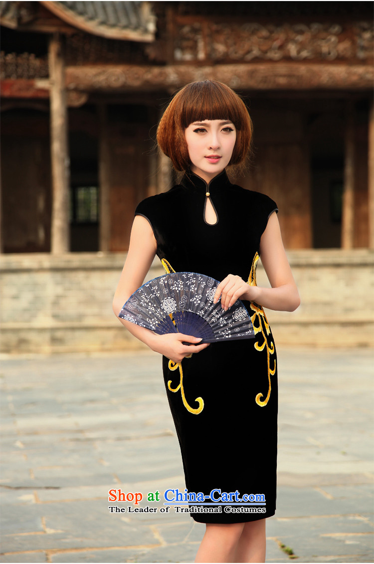 Love of birds fanned Yukio Satoh, spring 2015 new stylish sexy silk velvet qipao embroidered XXL- black 20-day pre-sale prices, pictures, brand platters! The elections are supplied in the national character of distribution, so action, buy now enjoy more preferential! As soon as possible.