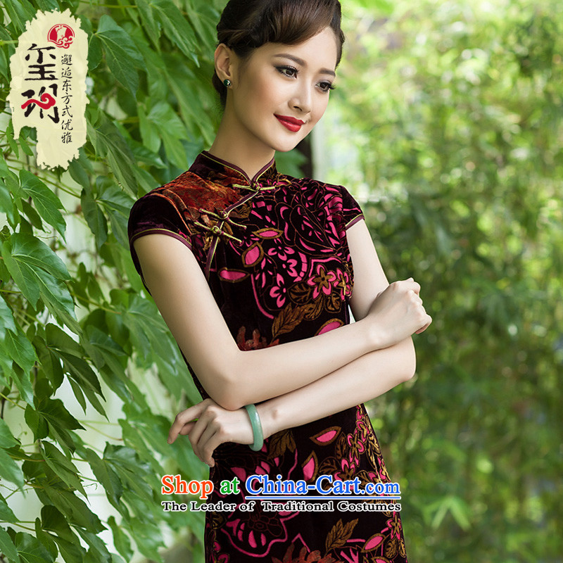 Seal of a new summer 2014, Retro cheongsam dress silk dresses burned lint-free daily short elegant improved image color , L, seal decreased by , , , shopping on the Internet