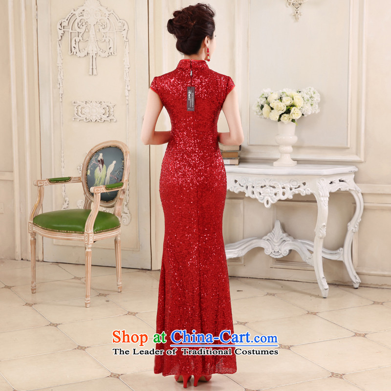 Summer 2015 new stylish red light is transmitted bride qipao lace Sau San long qipao elegance RED M honeymoon bride shopping on the Internet has been pressed.