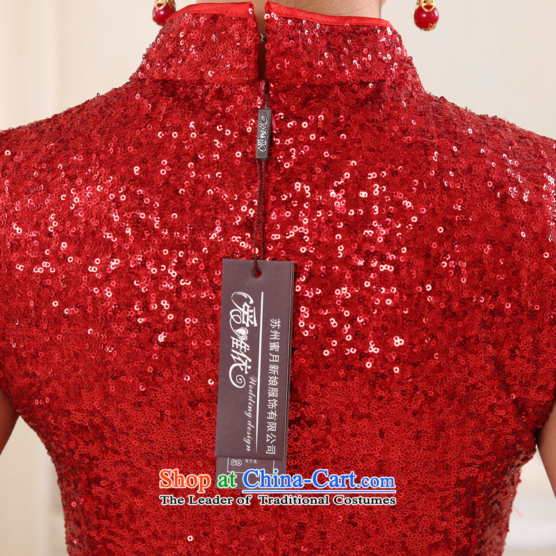 Summer 2015 new stylish red light is transmitted bride qipao lace Sau San long qipao elegance RED M honeymoon bride shopping on the Internet has been pressed.