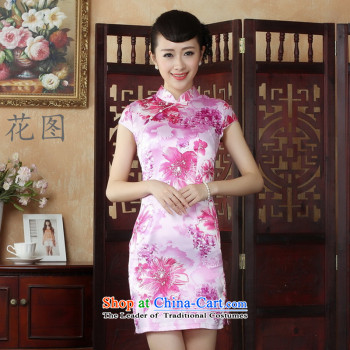 It new cheongsam female collar is pressed to the summer flowers ink printing and dyeing qipao gold M pictures, prices, brand platters! The elections are supplied in the national character of distribution, so action, buy now enjoy more preferential! As soon as possible.