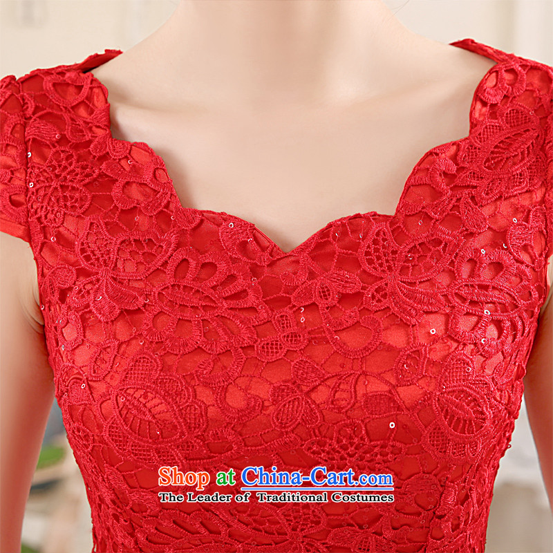 Honeymoon bride 2015 new bride bows qipao embroidered red chiffon qipao stitching qipao red S honeymoon bride shopping on the Internet has been pressed.