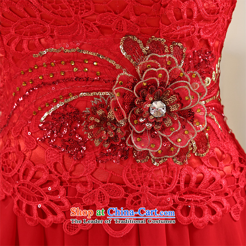 Honeymoon bride 2015 new bride bows qipao embroidered red chiffon qipao stitching qipao red S honeymoon bride shopping on the Internet has been pressed.