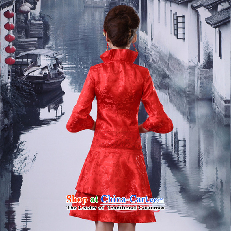 Rain-sang Yi marriages bows services temperament Chinese wedding dress Tang dynasty improved stylish QP516 QIPAO RED M rain still Yi shopping on the Internet has been pressed.