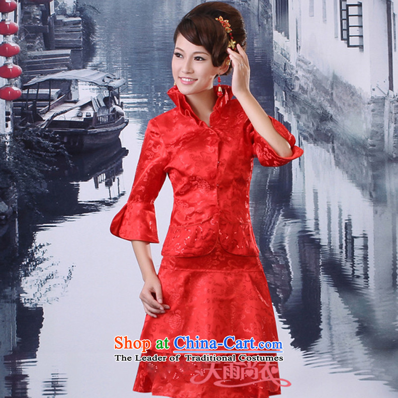 Rain-sang Yi marriages bows services temperament Chinese wedding dress Tang dynasty improved stylish QP516 QIPAO RED M rain still Yi shopping on the Internet has been pressed.