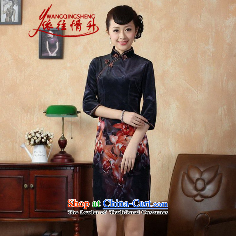 In accordance with the Love l Stretch Wool poster stylish Kim in classic short-sleeved qipao?LGD_TD0003_ Tang dynasty?picture color?XL