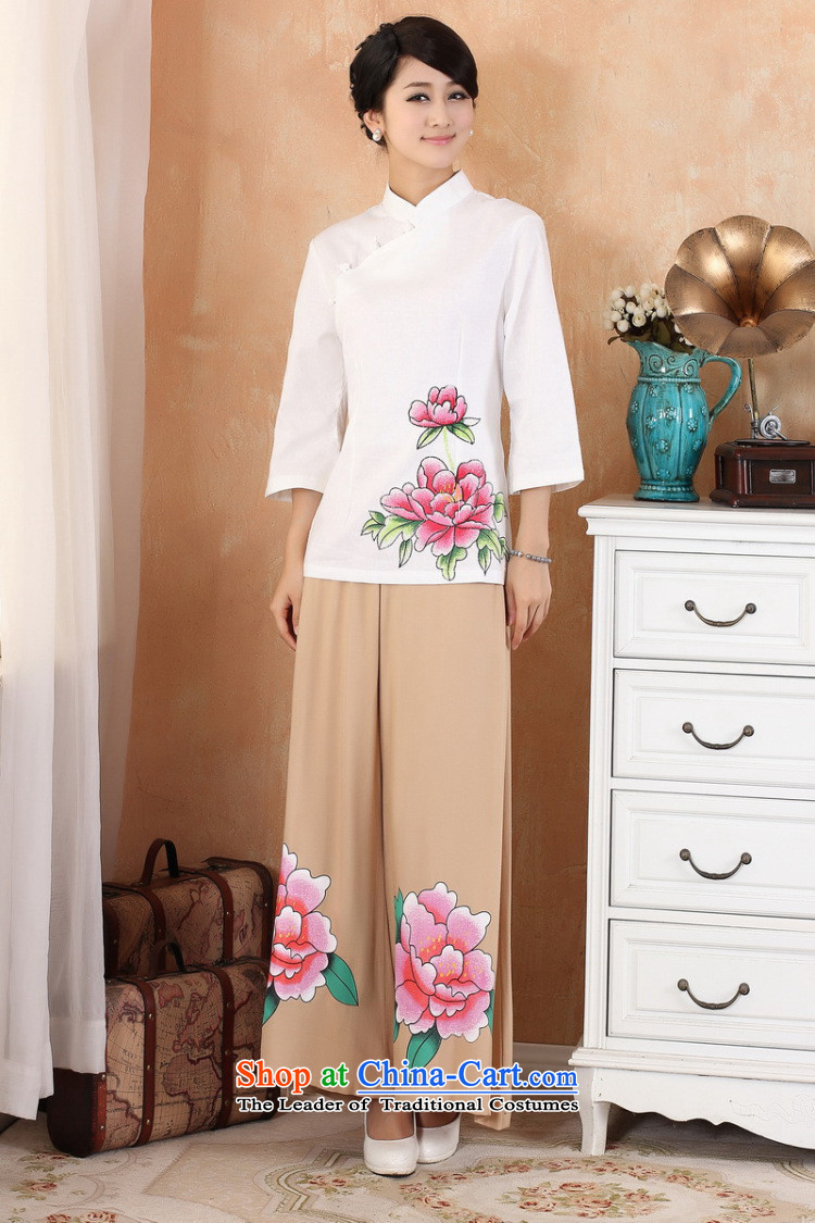 Ms Au King Mansion to female Tang Women's clothes summer shirt collar stamp Chinese Han-Female - 2 White M improved picture, prices, brand platters! The elections are supplied in the national character of distribution, so action, buy now enjoy more preferential! As soon as possible.
