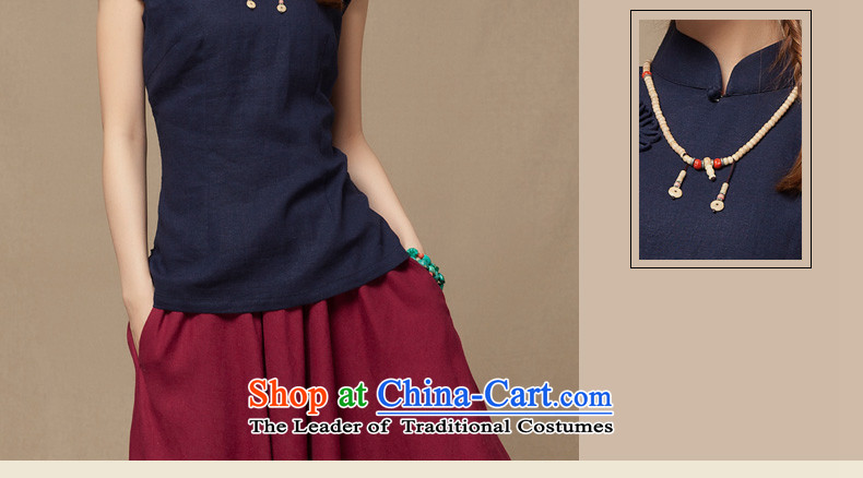 2014 new summer for women cotton linen dresses shirt Chinese Han-tang T-shirts and flax ethnic Tibetan Blue M picture, prices, brand platters! The elections are supplied in the national character of distribution, so action, buy now enjoy more preferential! As soon as possible.