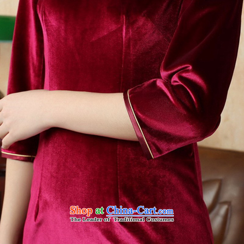 In accordance with the fall in love New pure colors superior 7 Cuff Sau San Kim Tang dynasty qipao LGD/T0001# scouring pads, wine red M, in accordance with the Love l , , , shopping on the Internet