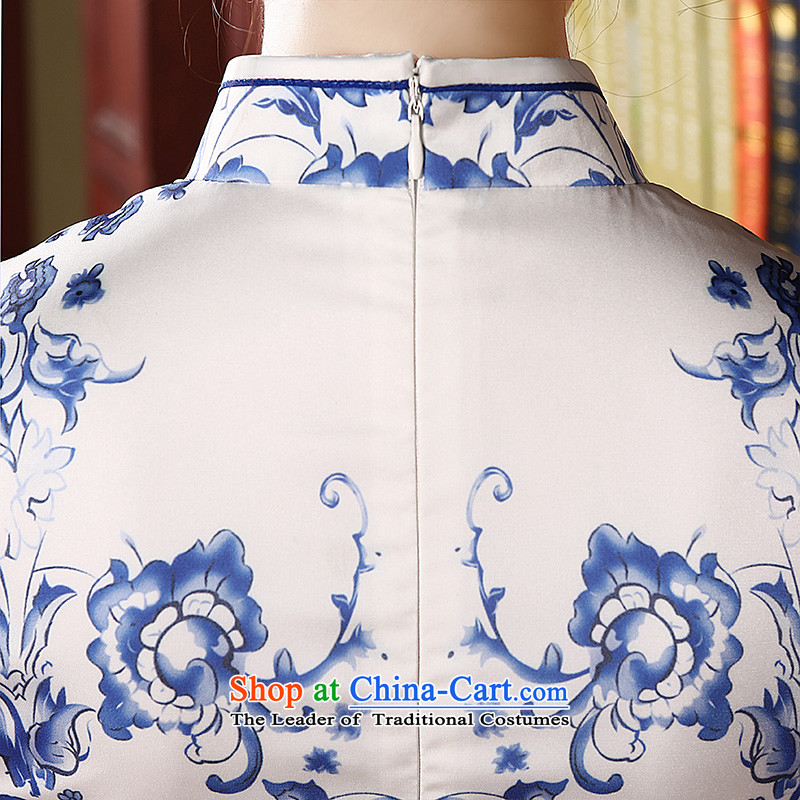 [Sau Kwun Tong] Cheong Wa shadow spring 2015 new retro in style qipao and long-sleeved stylish porcelain QC4713 White XL, Soo qipao Kwun Tong shopping on the Internet has been pressed.