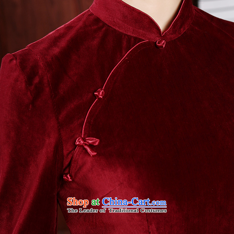 [Sau Kwun Tong] incense arts 2015 Spring temperament, Tang Dynasty Chinese long-sleeved T-shirt TC4712 improved qipao wine red M-soo Kwun Tong shopping on the Internet has been pressed.