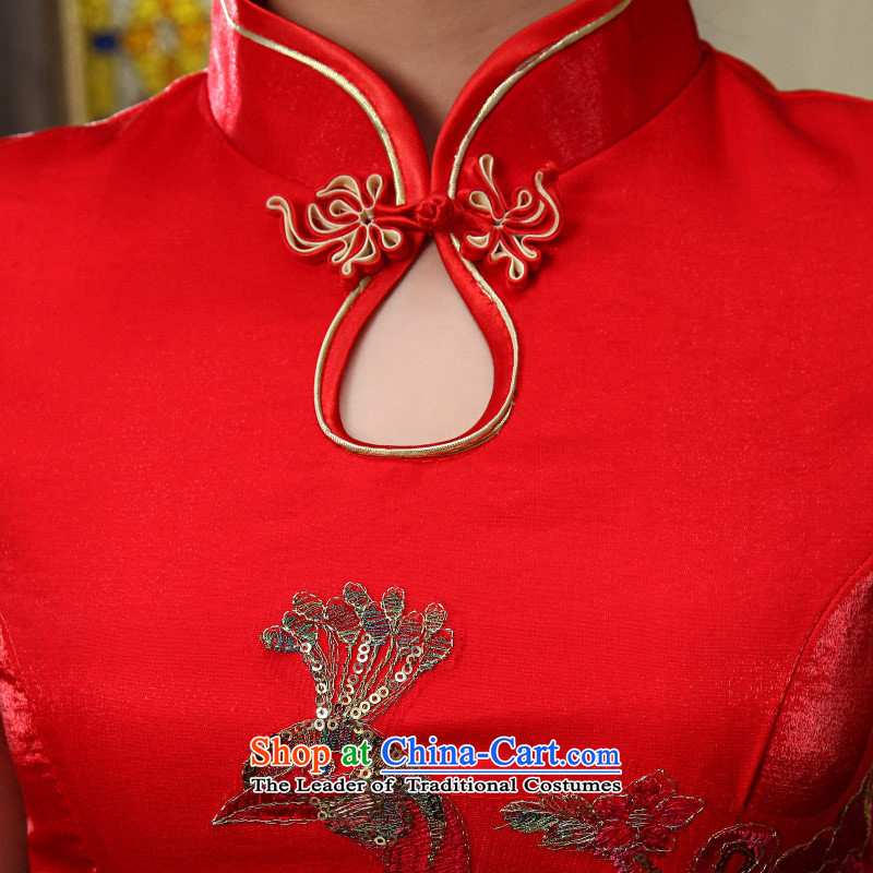 Love of the life of the new 2015 cheongsam dress improved red Chinese Antique crowsfoot wedding dress long bride services RED M, bows love of the overcharged shopping on the Internet has been pressed.