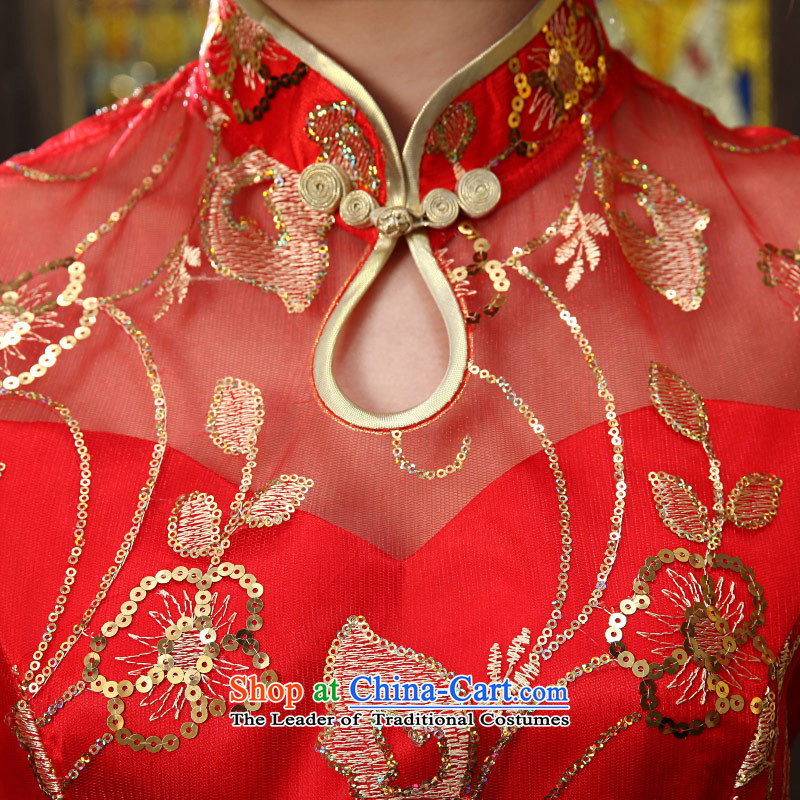 Love of the overcharged by 2015 new cheongsam dress improved red CHINESE CHEONGSAM retro wedding dress long bride bows services red XXL, love of the overcharged shopping on the Internet has been pressed.