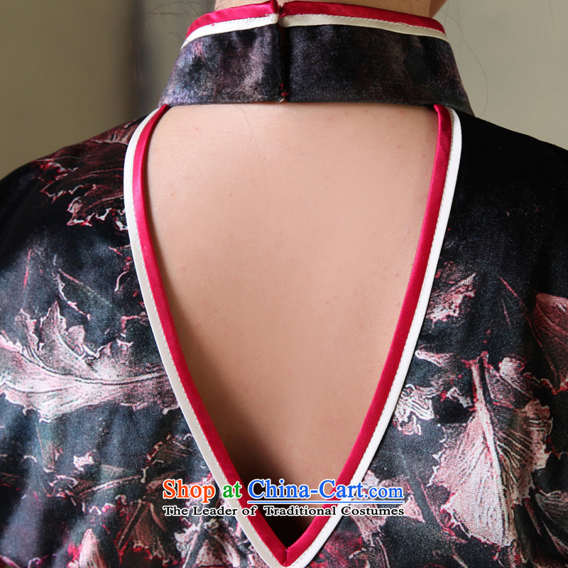 [Sau Kwun Tong] 2015 Summer Night of sexy retro qipao short) back collar digital printing cheongsam dress suit XXL, G93115 Soo-Kwun Tong shopping on the Internet has been pressed.