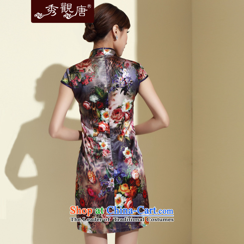 [Sau Kwun Tong] 2015 Summer summer form new Silk Cheongsam daily Sau San upscale silk cheongsam dress stamp QD4140 SUIT XL, Sau Kwun Tong shopping on the Internet has been pressed.