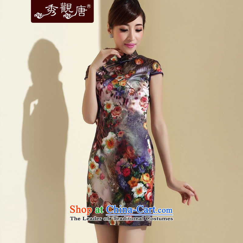 [Sau Kwun Tong] 2015 Summer summer form new Silk Cheongsam daily Sau San upscale silk cheongsam dress stamp QD4140 SUIT XL, Sau Kwun Tong shopping on the Internet has been pressed.