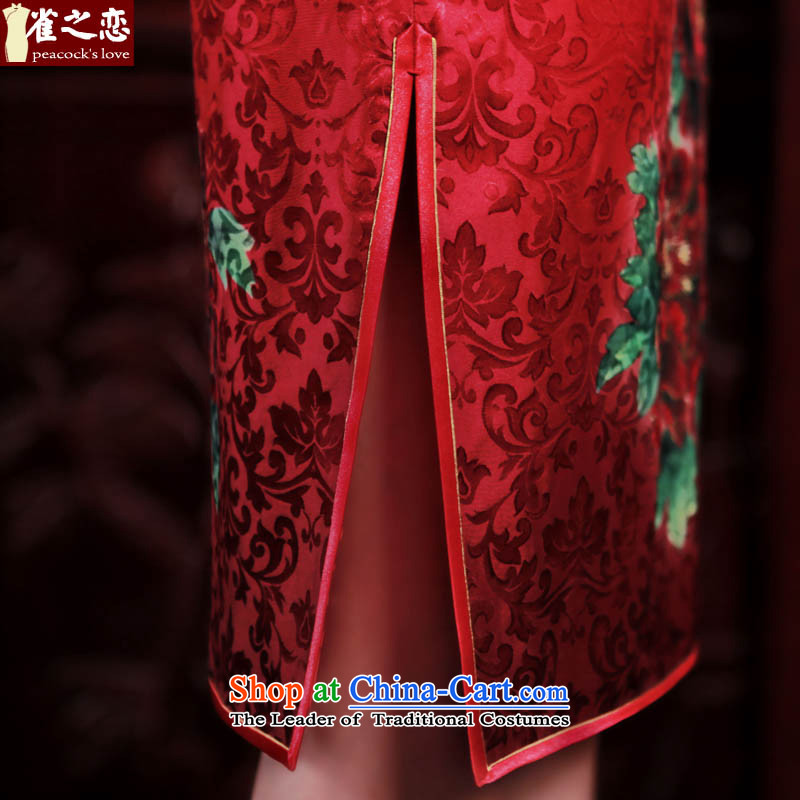 Love of birds of late 2015, Colombia Header Spring New cheongsam dress she walked peony silk marriages bows services qipao love birds, L, red , , , shopping on the Internet