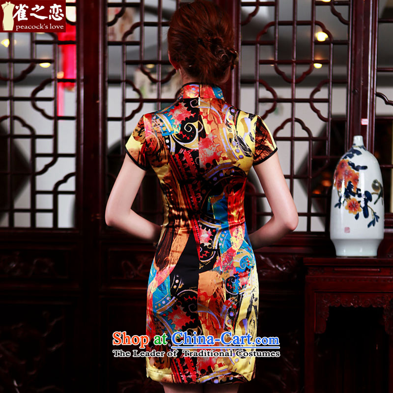 The scent of ink love birds tranquil spring 2015 new daily video thin Silk Cheongsam figure S love of birds , , , shopping on the Internet