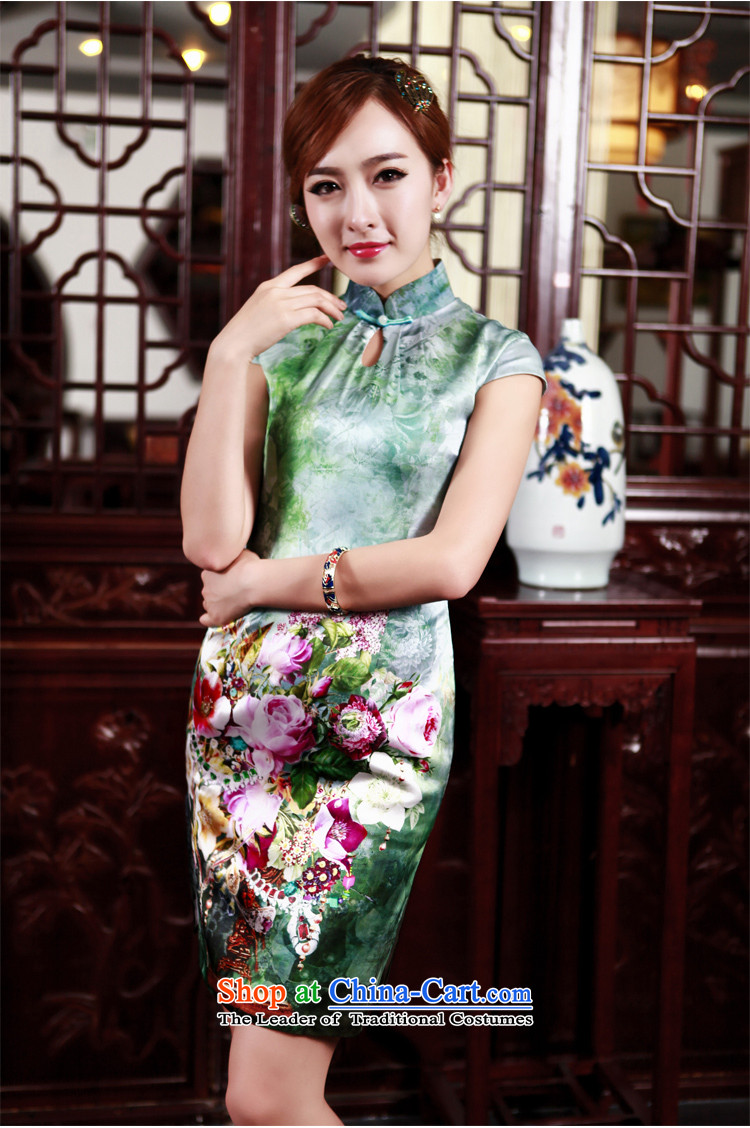 Love Birds of spring 2015 color new stylish improved short of Silk flower short-sleeved qipao positioning QD527 figure XXXL picture, prices, brand platters! The elections are supplied in the national character of distribution, so action, buy now enjoy more preferential! As soon as possible.
