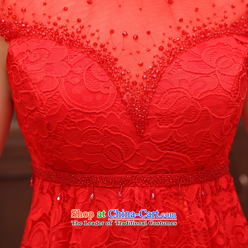 Land 2014 New Morning cheongsam dress short of marriage dress red lace retro wedding services improved bride bows XXL, red morning land has been pressed shopping on the Internet