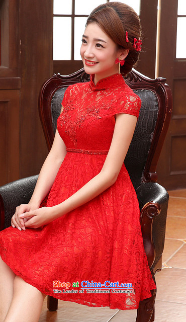 Land 2014 New Morning cheongsam dress short of marriage dress red lace retro wedding services improved bride bows RED M picture, prices, brand platters! The elections are supplied in the national character of distribution, so action, buy now enjoy more preferential! As soon as possible.