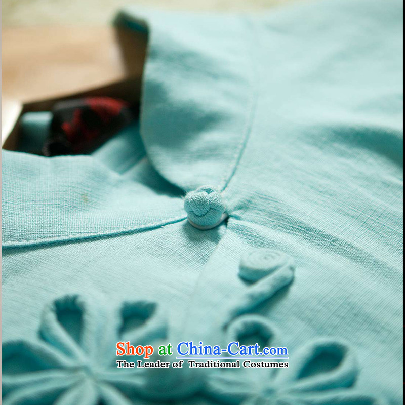 A Pinwheel Without Wind- summer escape (energy improvement qipao shirt Linen Dress Ms. Tang dynasty China wind summer WJ026D ink butterfly , L, Yat Lady , , , shopping on the Internet