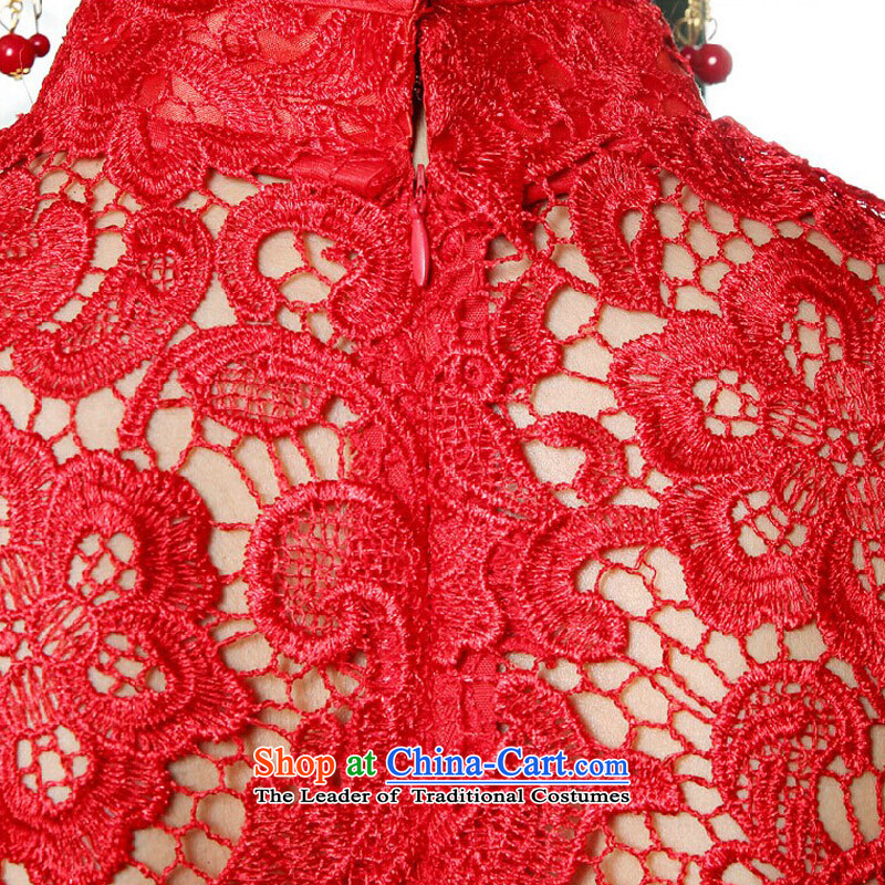 7 7 color tone 2015 new marriage short of dress red lace retro wedding services improved cheongsam dress bride bows Q002 red short of 2 feet 1 M waist 7 7 Color Tone , , , shopping on the Internet